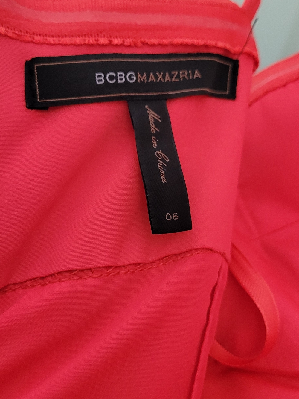 BCBG Max Azria Coral Chiffon Ruched Maxi Gown - Picture 3 of 15